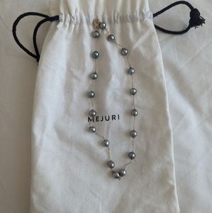 Mejuri Freshwater Black Pearl necklace with gold chain